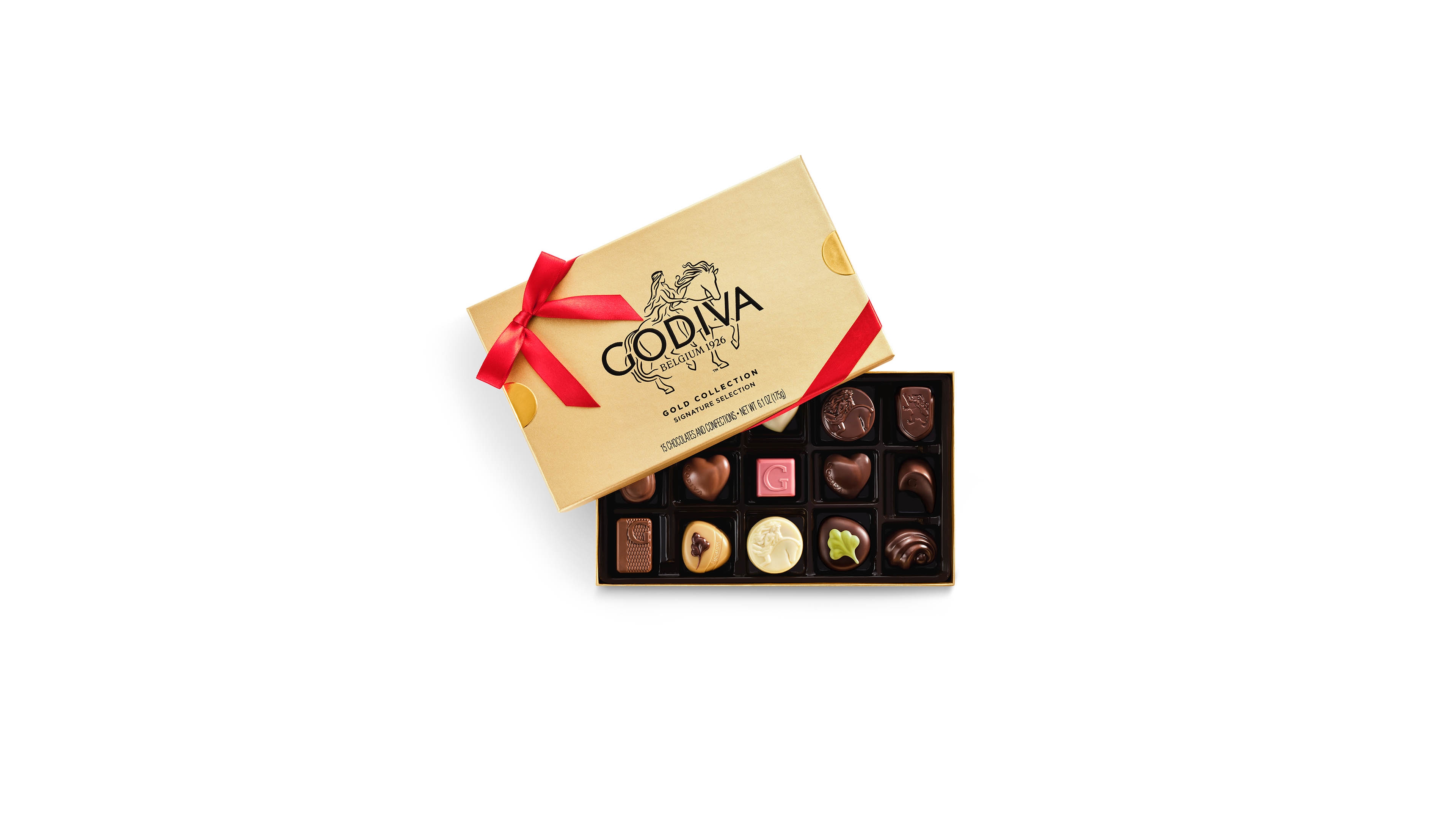 Godiva Assorted Chocolate Gift Box with Red Ribbon, 15 Pieces