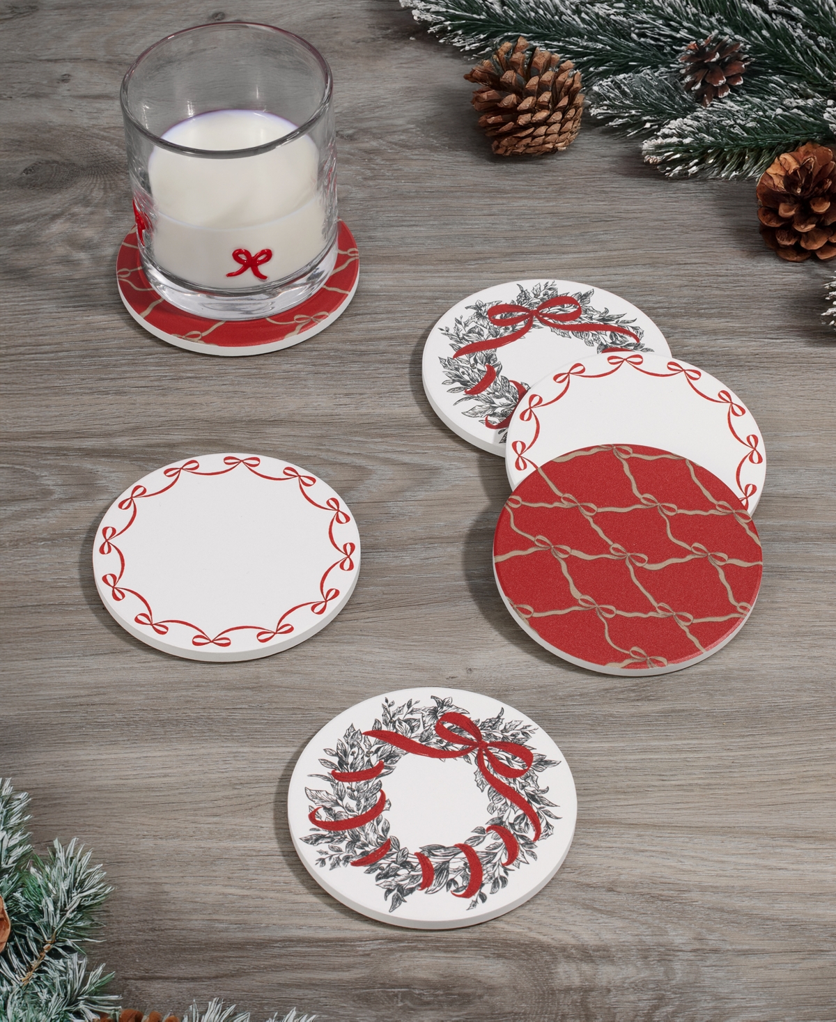 Thirstystone Christmas Stone Coasters, Set Of 6 In Red