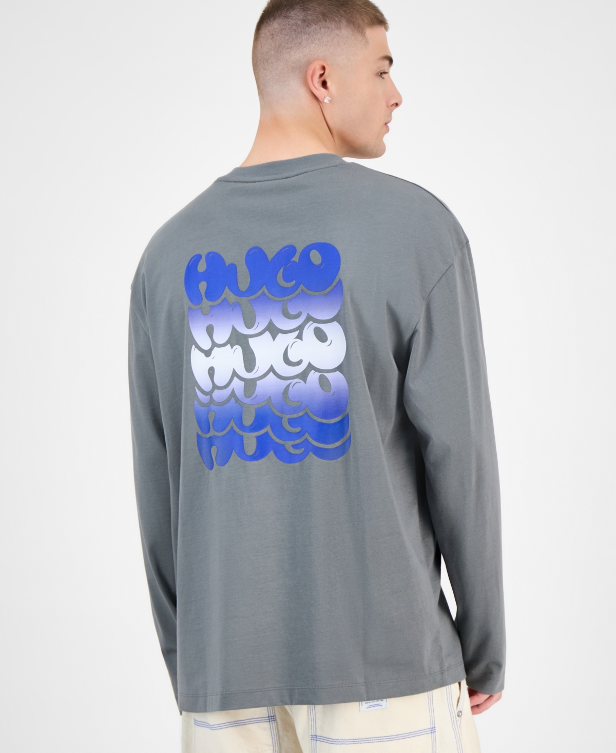 Hugo Boss Men's Nifting Logo-Graphic Long-Sleeve Cotton T-Shirt