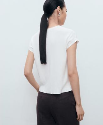 Women's Short-Sleeved Knitted Cotton Sweater