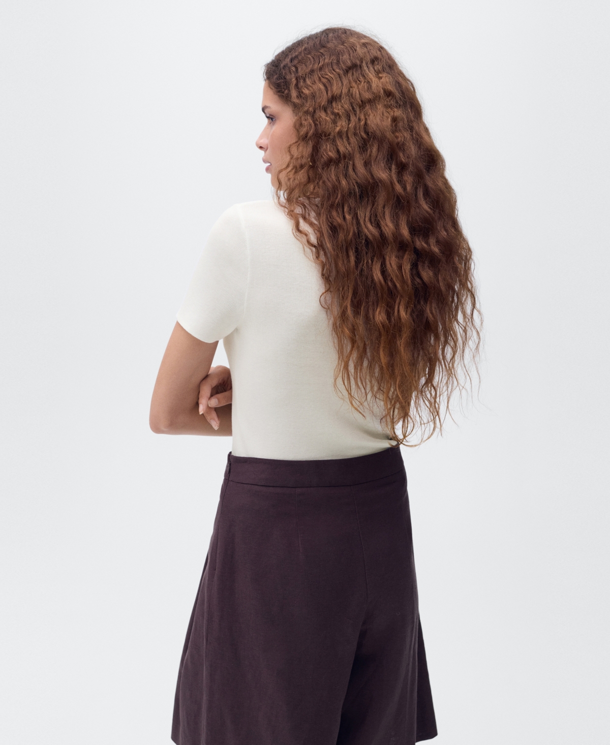 Mango Women's Short-sleeved Fine-knit Sweater In White