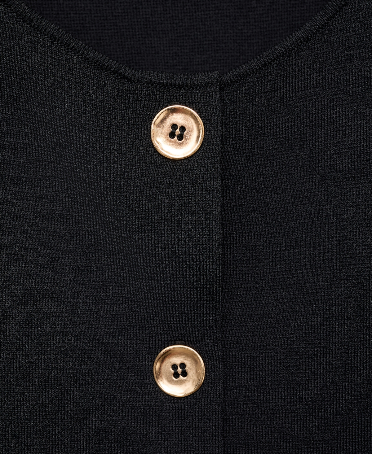 Mango Knit High Neck Vest With Gold Buttons In Black