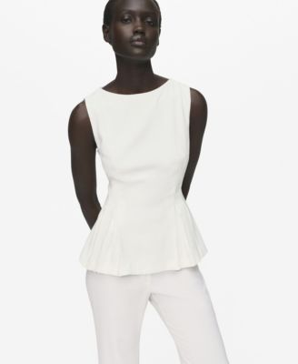 MANGO - Women's Pleat Detail Peplum Top