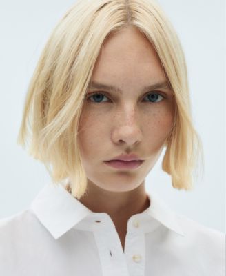 Women's Decorative Button Cotton Shirt