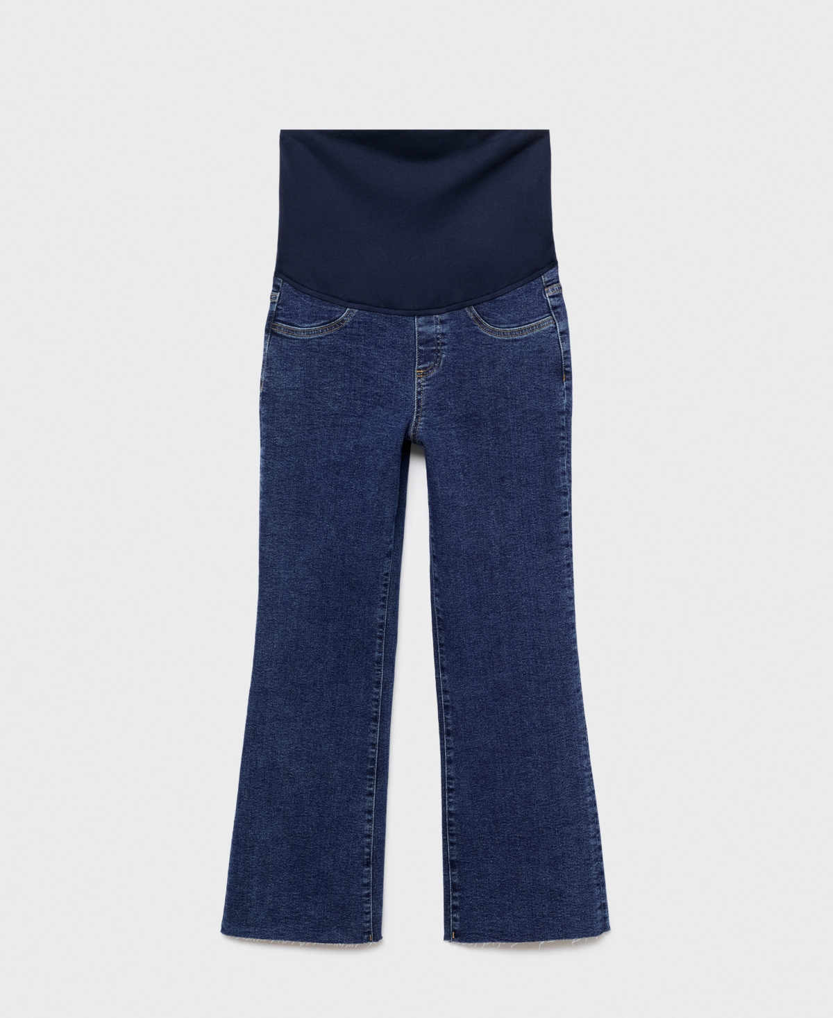 Mango Over The Bump Raw Hem Straight Leg Maternity Jeans In Blue
