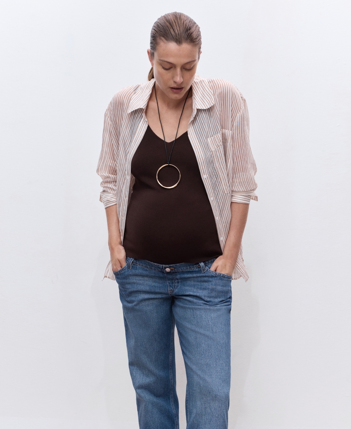 Mango Women's Cropped Straight-Leg Maternity Jeans