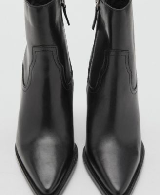 Women's Block Heel Leather Ankle Boots