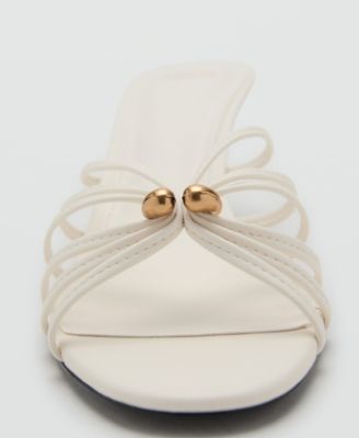 Women's Metallic Detail Kitten Heel Sandals