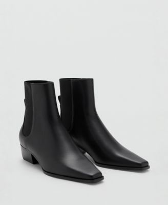MANGO - Women's Leather Heeled Boots