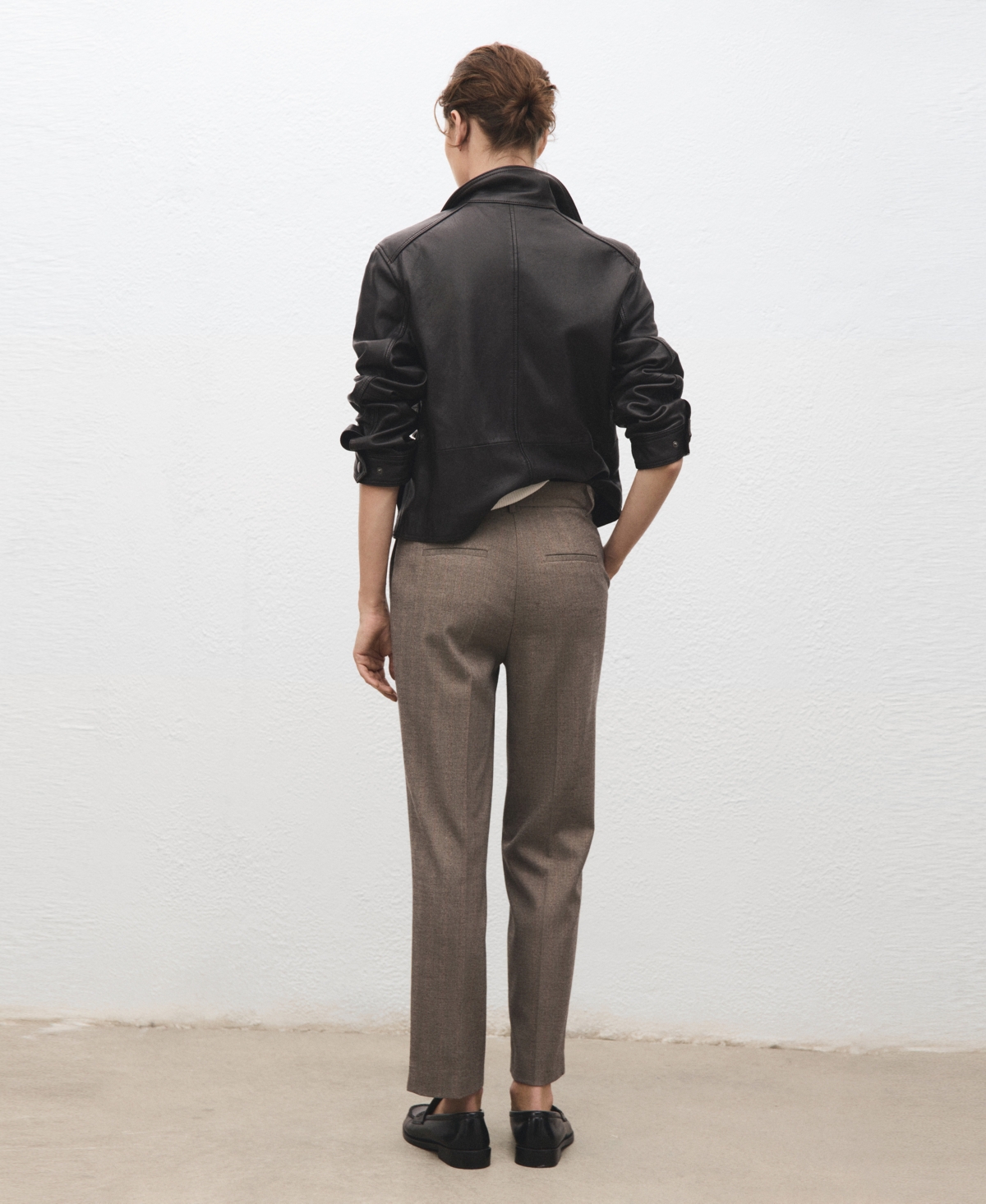 Mango Slim Cropped Pinstripe Trousers Light Heather Grey In Gray