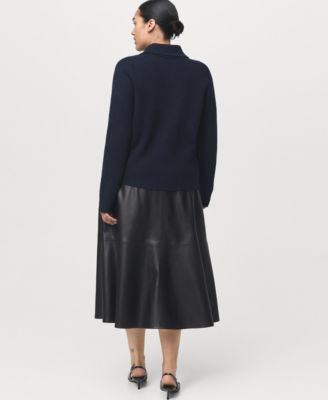 Women's Leather-Effect Midi Skirt