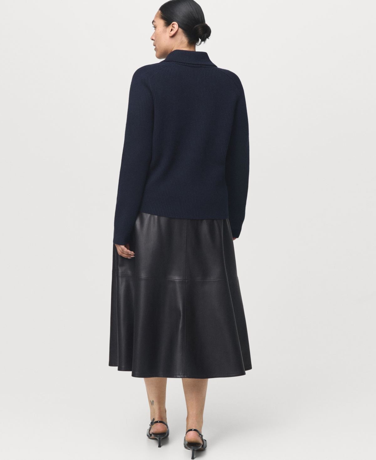 Mango Women's Leather-Effect Midi Skirt