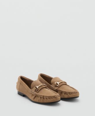 MANGO - Women's Buckle Suede Moccasins
