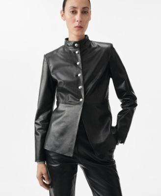 MANGO - Women's 100% Leather Buttons Jacket