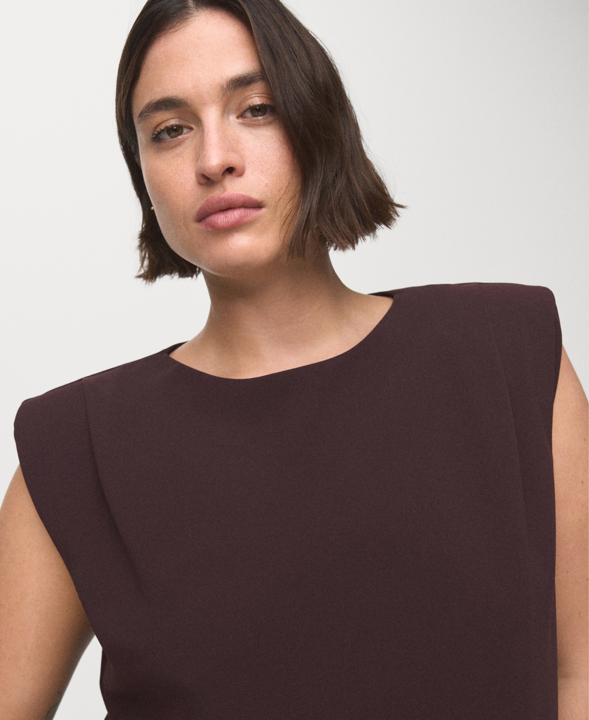 Mango Blouse Épaulettes Froncées Chocolat - Femme - 3xl -  In Burgundy