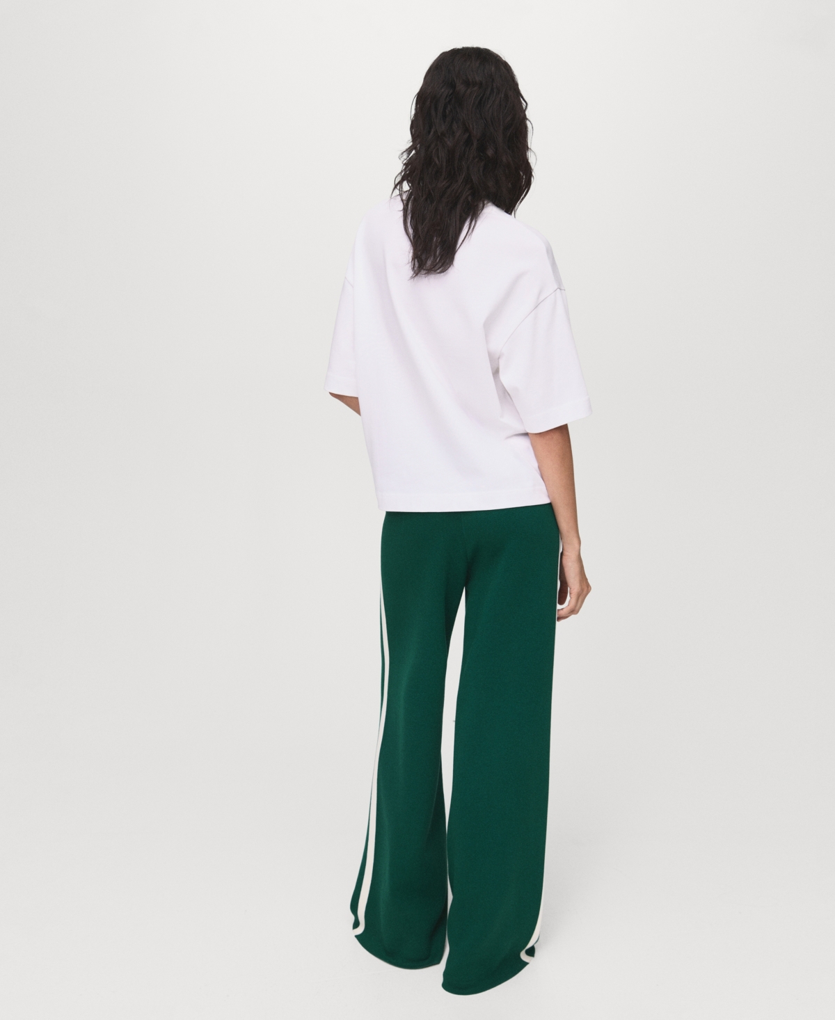 Mango Fine-knit Straight-fit Trousers Dark Green In Green