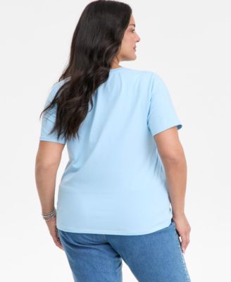 Plus Size V-Neck Rhinestone-Embellished Top