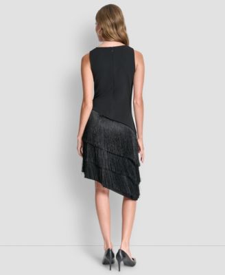 Women's Cowl Neck High-Low Tiered A-line Dress