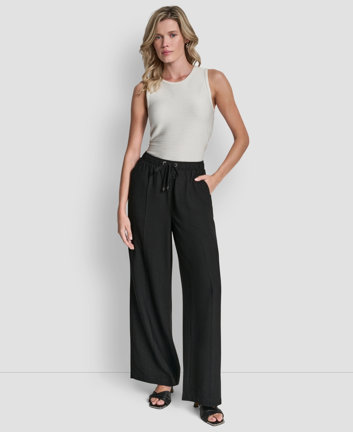 Dkny Women's Seam Crinkle Pull-on Pants In Black