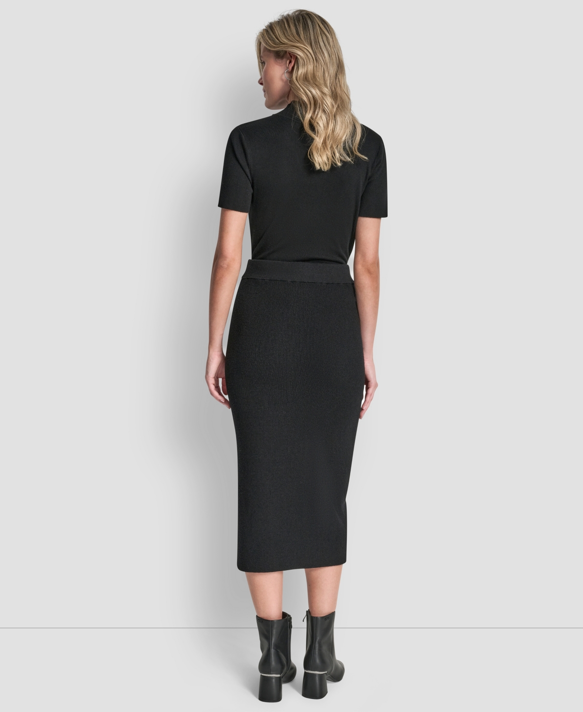 Dkny Women's Fringe Detail Bodycon Midi Sweater Skirt In Black