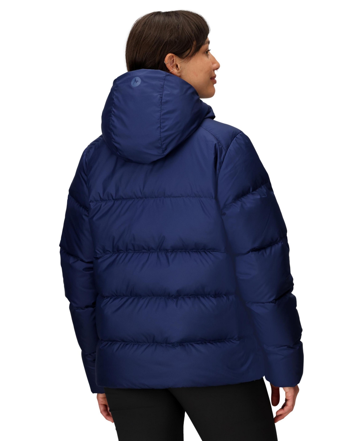 Marmot Women's Guides Big-baffled Puffer Hooded Jacket In Blue