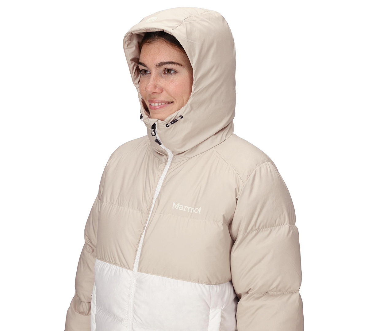 Marmot Women's Guides Big-baffled Puffer Hooded Jacket In White
