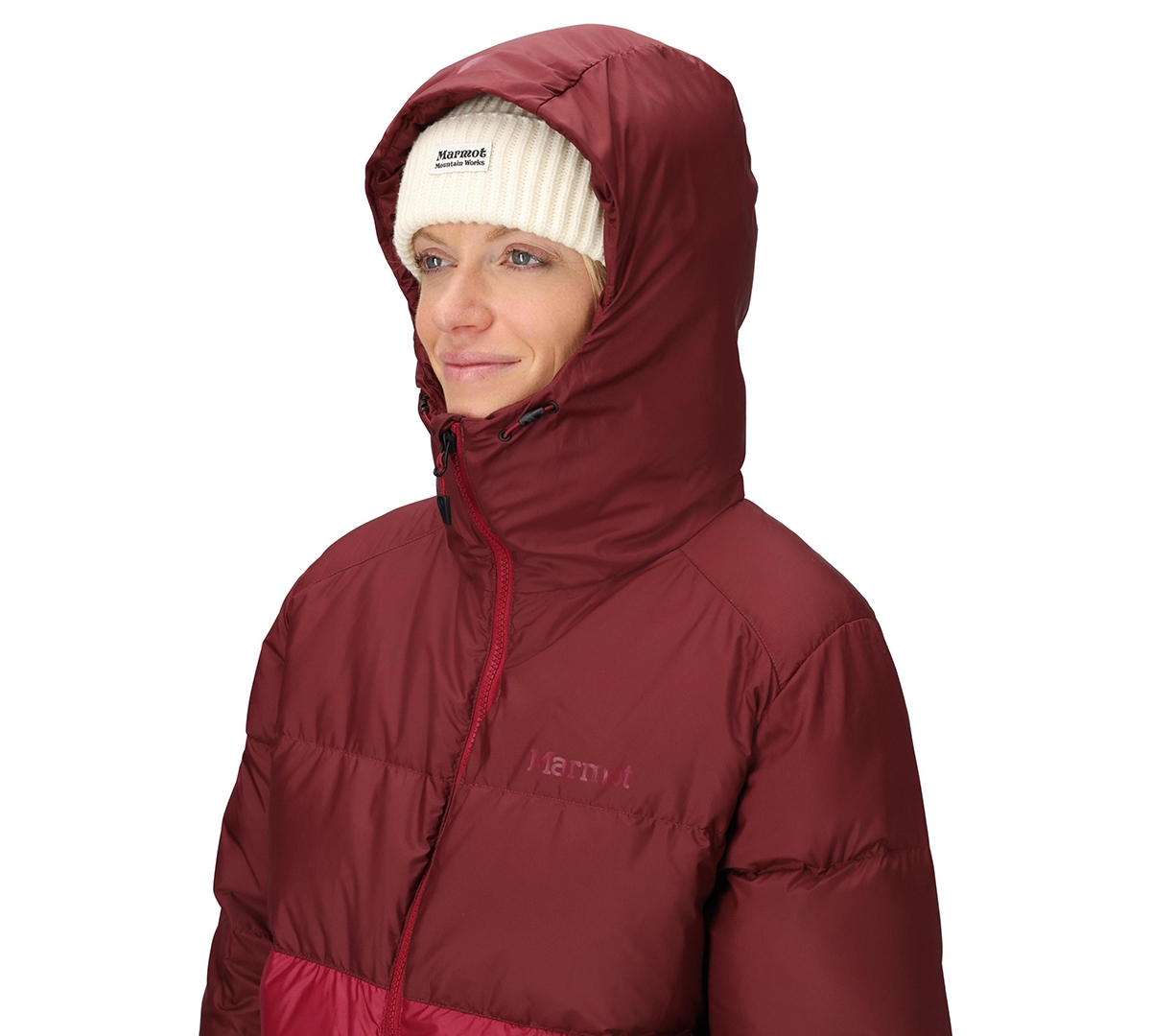 Marmot Women's Guides Big-baffled Puffer Hooded Jacket In Brown
