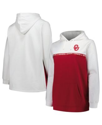 Profile - Women's White/Crimson Oklahoma Sooners Plus Size Taping Pullover Hoodie