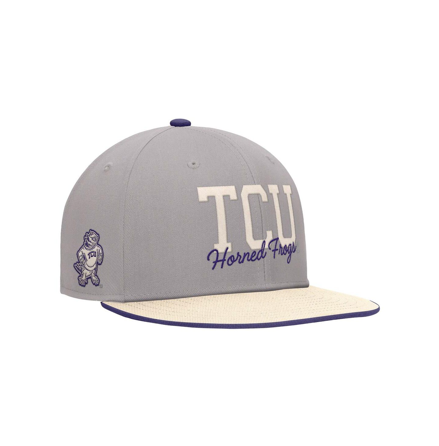 Мужская кепка Nike Gray TCU Horned Frogs Vintage Script Pro Dri-FIT Snapback Hat — фото 1