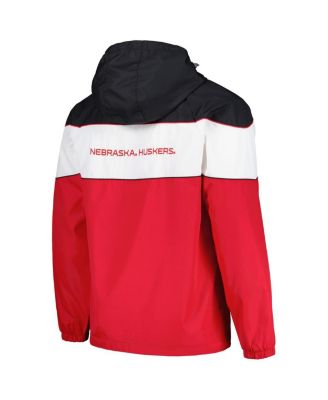 Men's Scarlet Nebraska Huskers Center Line Half-Zip Raglan Hoodie Sweatshirt