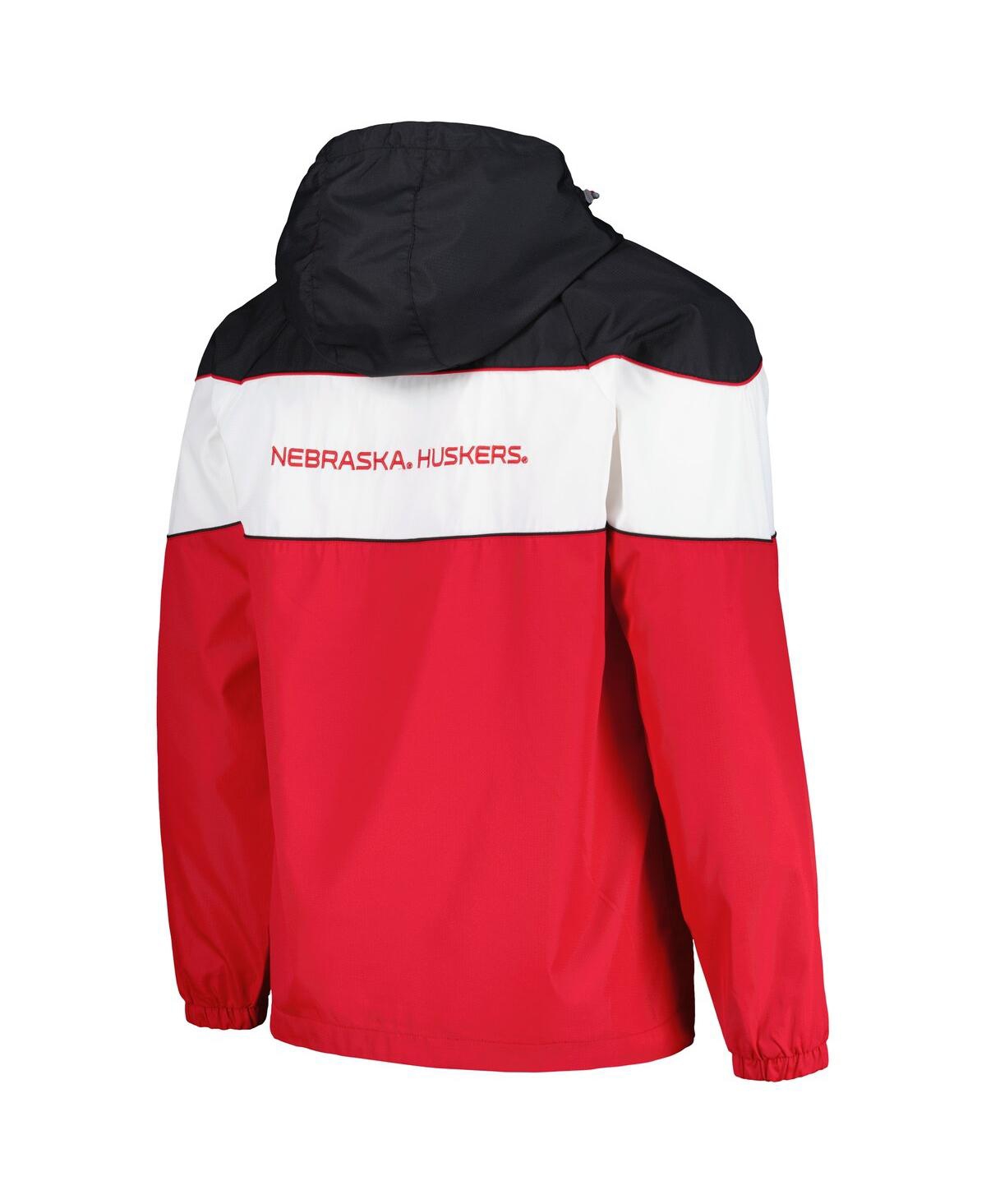 G-iii Sports By Carl Banks Men's Scarlet Nebraska Huskers Center Line Half-zip Raglan Hoodie Sweatshirt In Red
