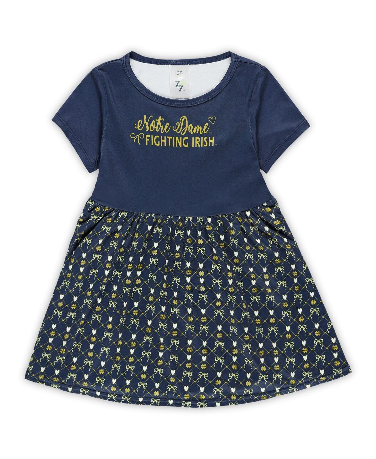 Zoozatz Girls Toddler Navy Notre Dame Fighting Irish Short Sleeve Dress In Blue
