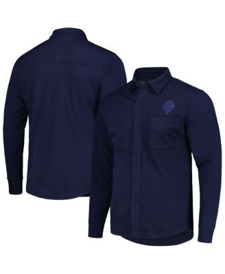 Men's Navy Seattle Sounders FC Streamer Diamond Button-Up Shacket