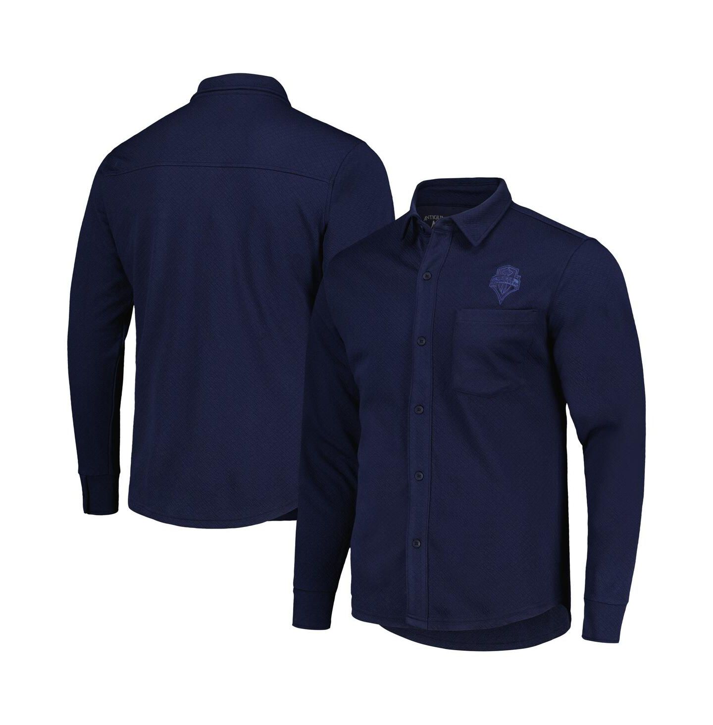 Мужские куртки Antigua Navy Seattle Sounders FC Streamer Diamond Button-Up Shacket — фото 1