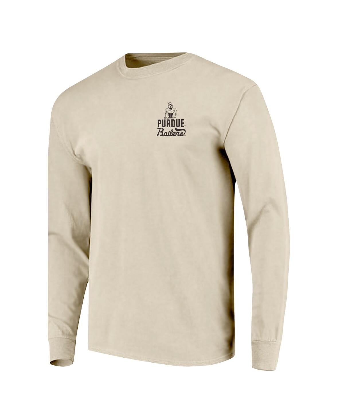 Image One Men's Natural Purdue Boilermakers Comfort Colors Mascot Overlay Long Sleeve T-shirt In Brown