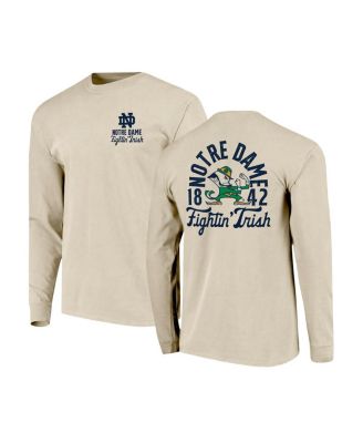 Men's Natural Notre Dame Fighting Irish Comfort Colors Mascot Overlay Long Sleeve T-Shirt