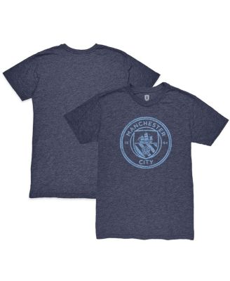 1863FC - Men's Heather Navy Manchester City Color Crest Twisted Tri-Blend T-Shirt