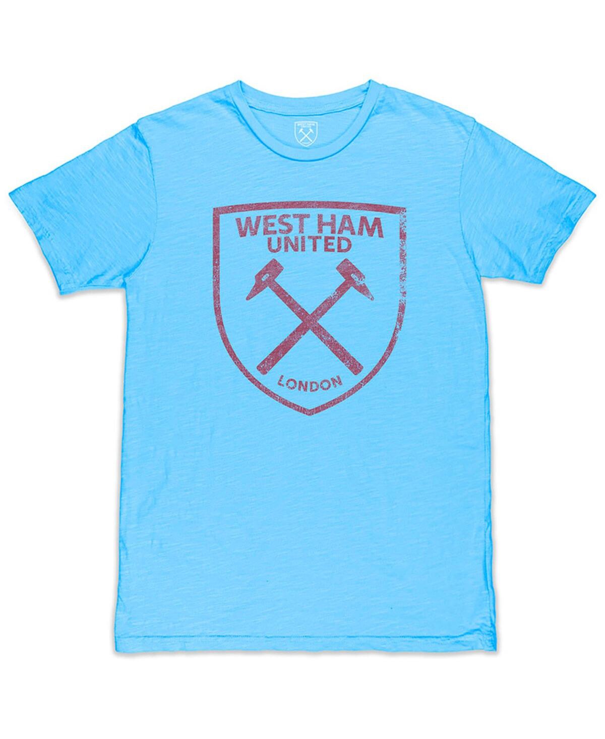 1863fc Men's Light Blue West Ham United Mono Crest Slub T-shirt In Blue