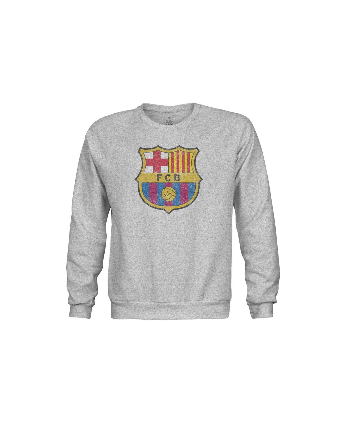 1863fc Big Boys And Girls Heather Gray Barcelona Pullover Crewneck Sweatshirt In Gray