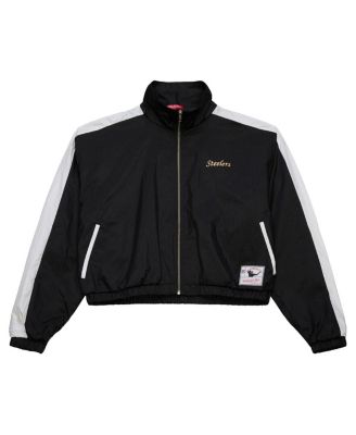 Mitchell & Ness - Women's Black Pittsburgh Steelers Nylon Cropped Full-Zip Jacket