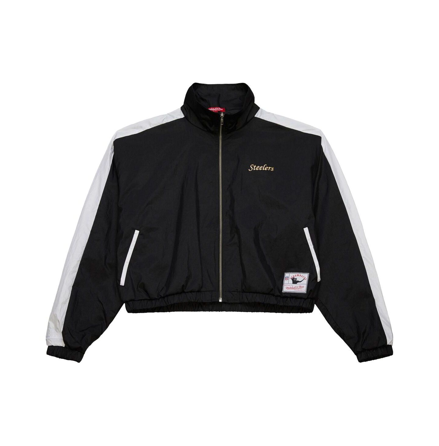 Женская куртка Mitchell & Ness Black Pittsburgh Steelers Nylon Cropped Full-Zip — фото 1