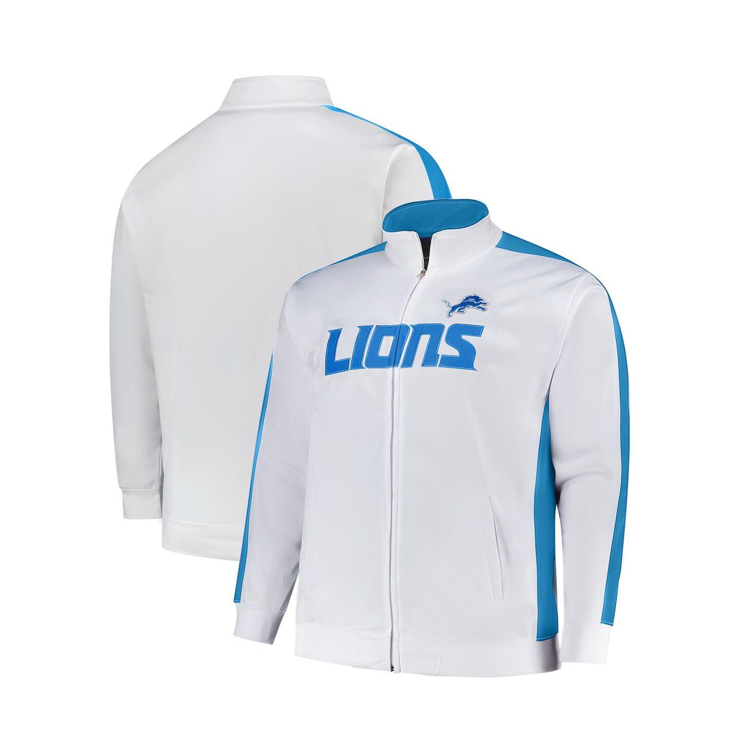 Мужская спортивная куртка Fanatics Detroit Lions из трикотажа на молнии, Big & Tall, White — фото 1