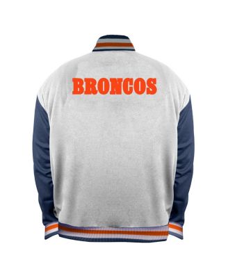 Women's White Denver Broncos Throwback Plus Size Full-Snap Satin Jacket
