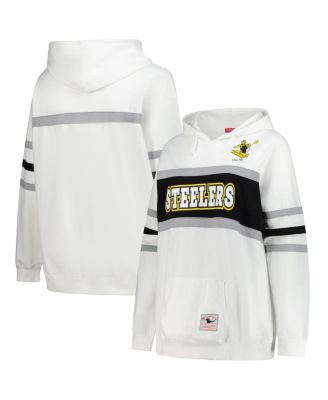Mitchell & Ness - Women's White Pittsburgh Steelers Plus Size Head Coach Throwback Pullover Hoodie