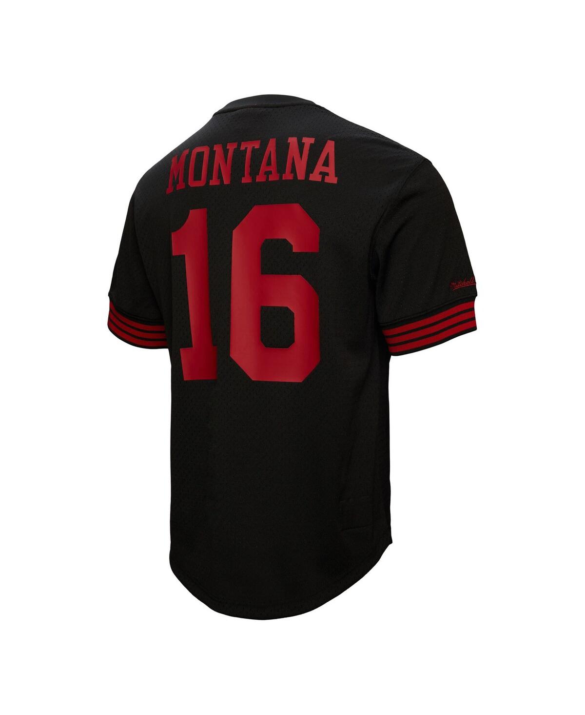 Mitchell & Ness Men'sâ Joe Montana Black San Francisco 49ers Big Tall Mesh Player Name Number T-shirt In Black
