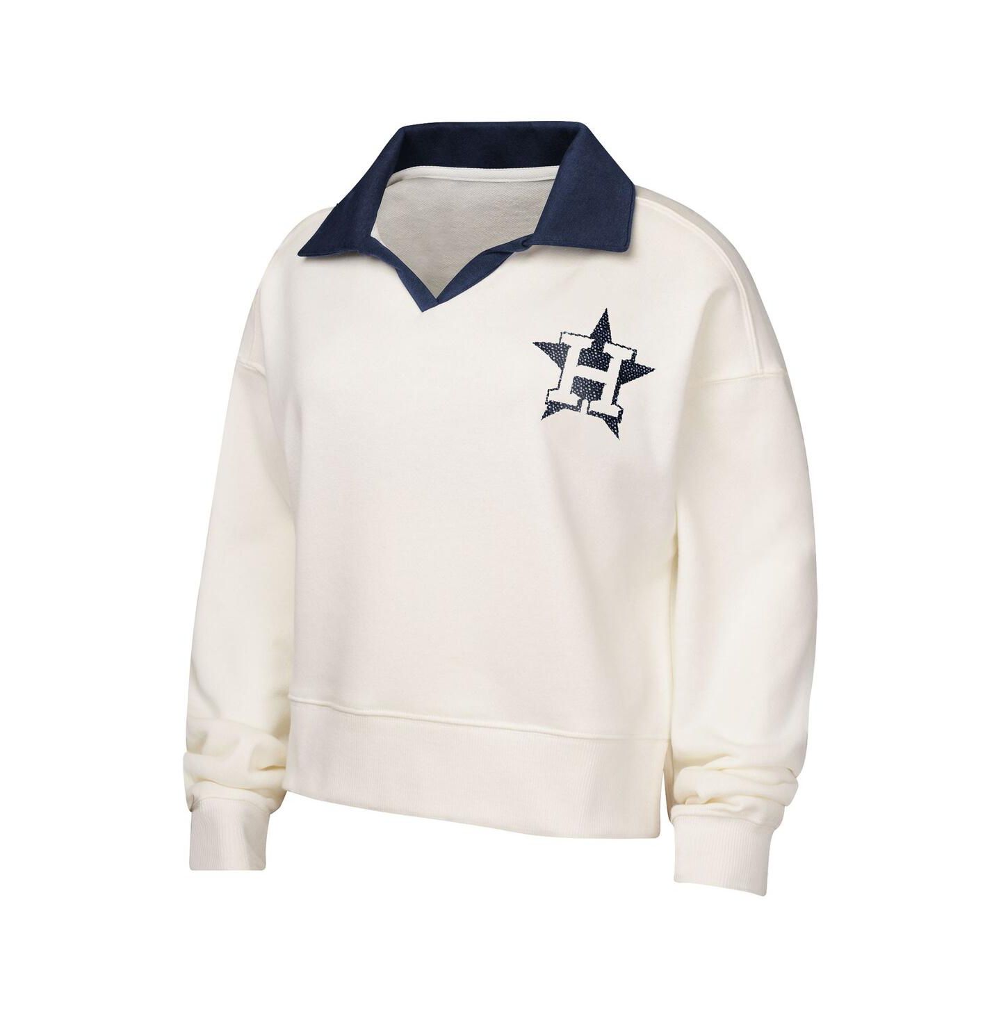 Толстовка Outerstuff White Houston Astros Ballpark Hit Collared V-Neck Pullover для девочек — фото 2