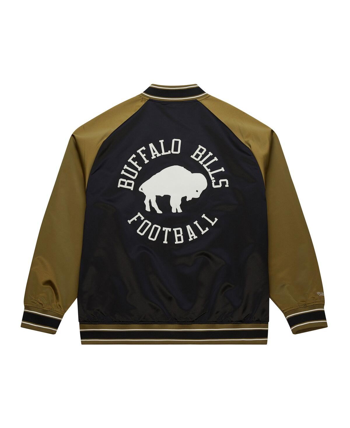 Mitchell & Ness Men's Olive/black Buffalo Bills Vintage Logo Double Clutch Satin Raglan Full-snap Jacket In Multi