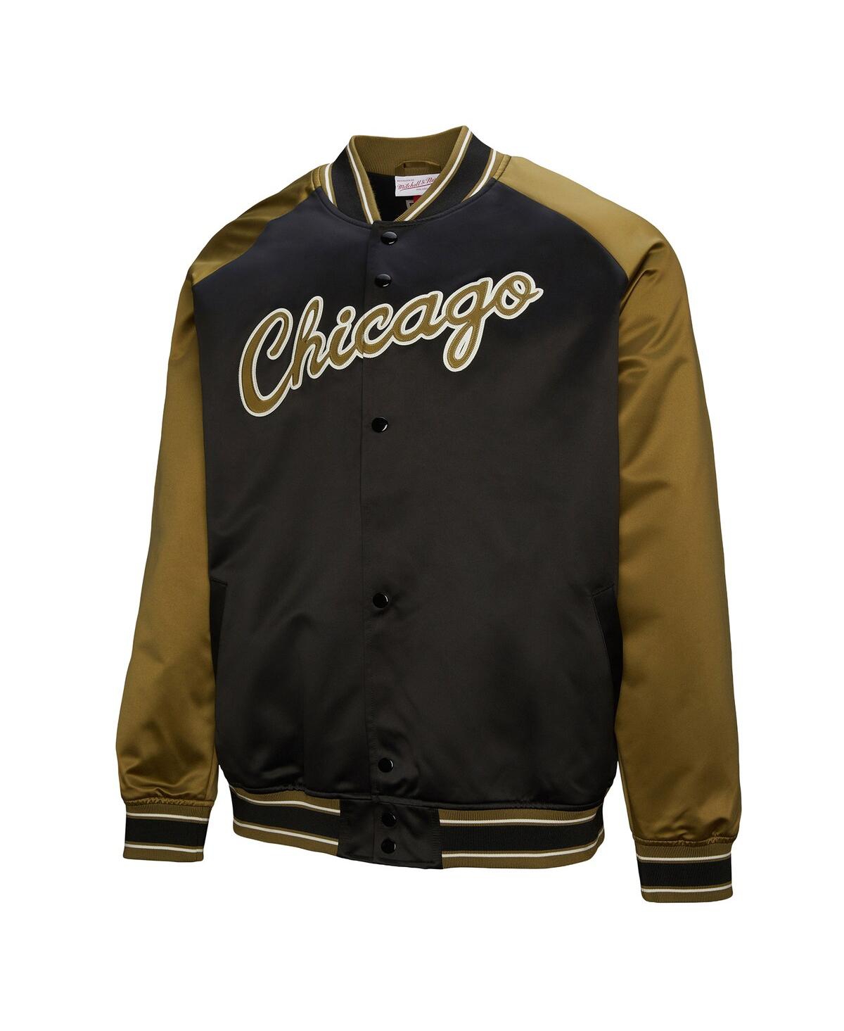 Mitchell & Ness Men'sâ Olive/black Chicago Bulls Clutch Satin Raglan Full-snap Jacket In Black