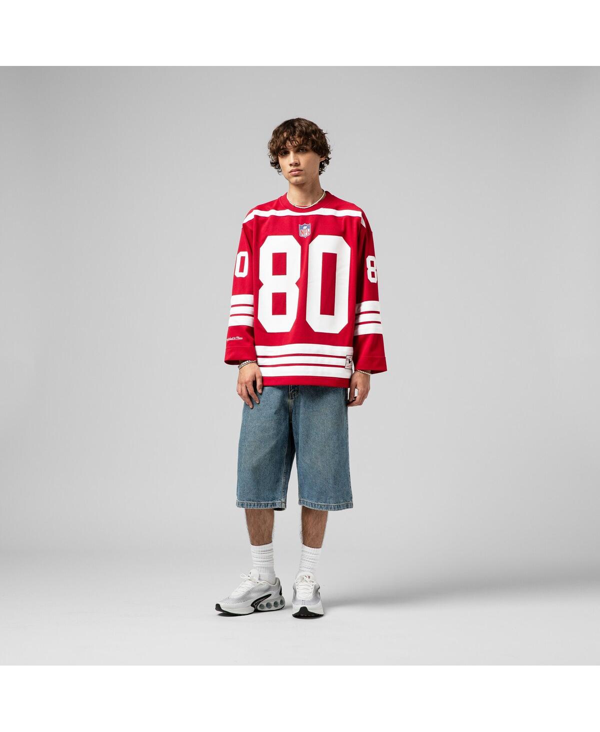 Mitchell & Ness Men's Jerry Rice Scarlet San Francisco 49ers Maxed Out Fashion Hockey Jersey