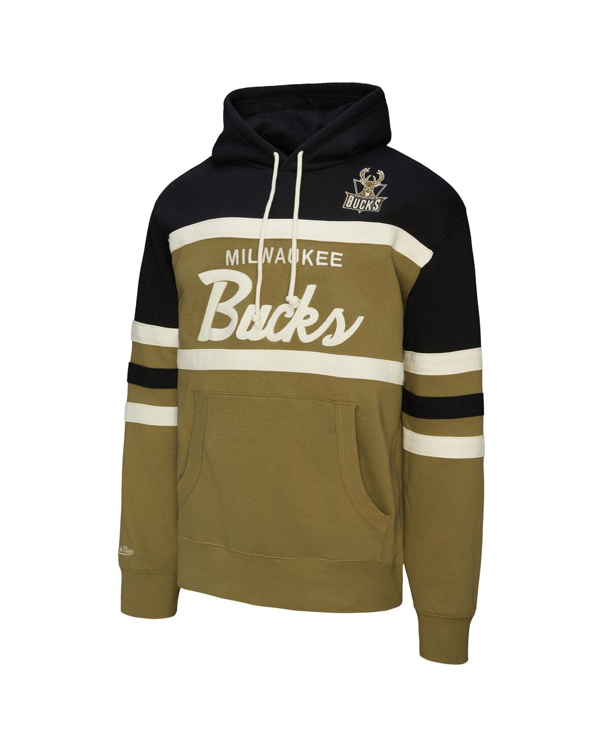 Mitchell & Ness Men'sâ Olive Milwaukee Bucks Double Clutch Head Coach Hoodie In Green